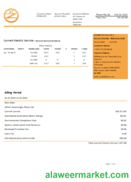 Barqi Tojik Company  electricity business bill,  SCR